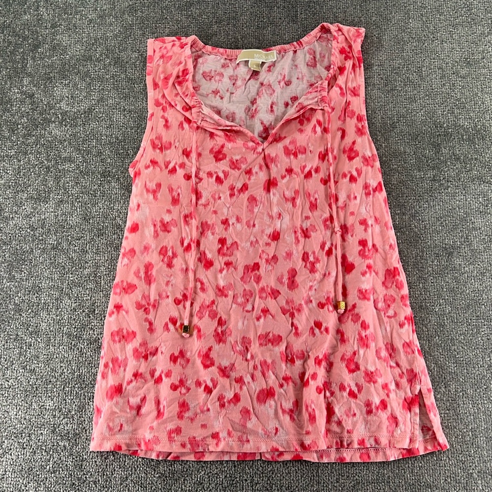 Michael Michael Kors Sleeveless Blouse Tank Top Pink White Womens S Floral
